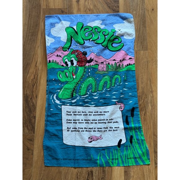 Vintage Scottish Nessie Tea Towel By Innes & Crome Ltd Designed In Scotland - Picture 1 of 9